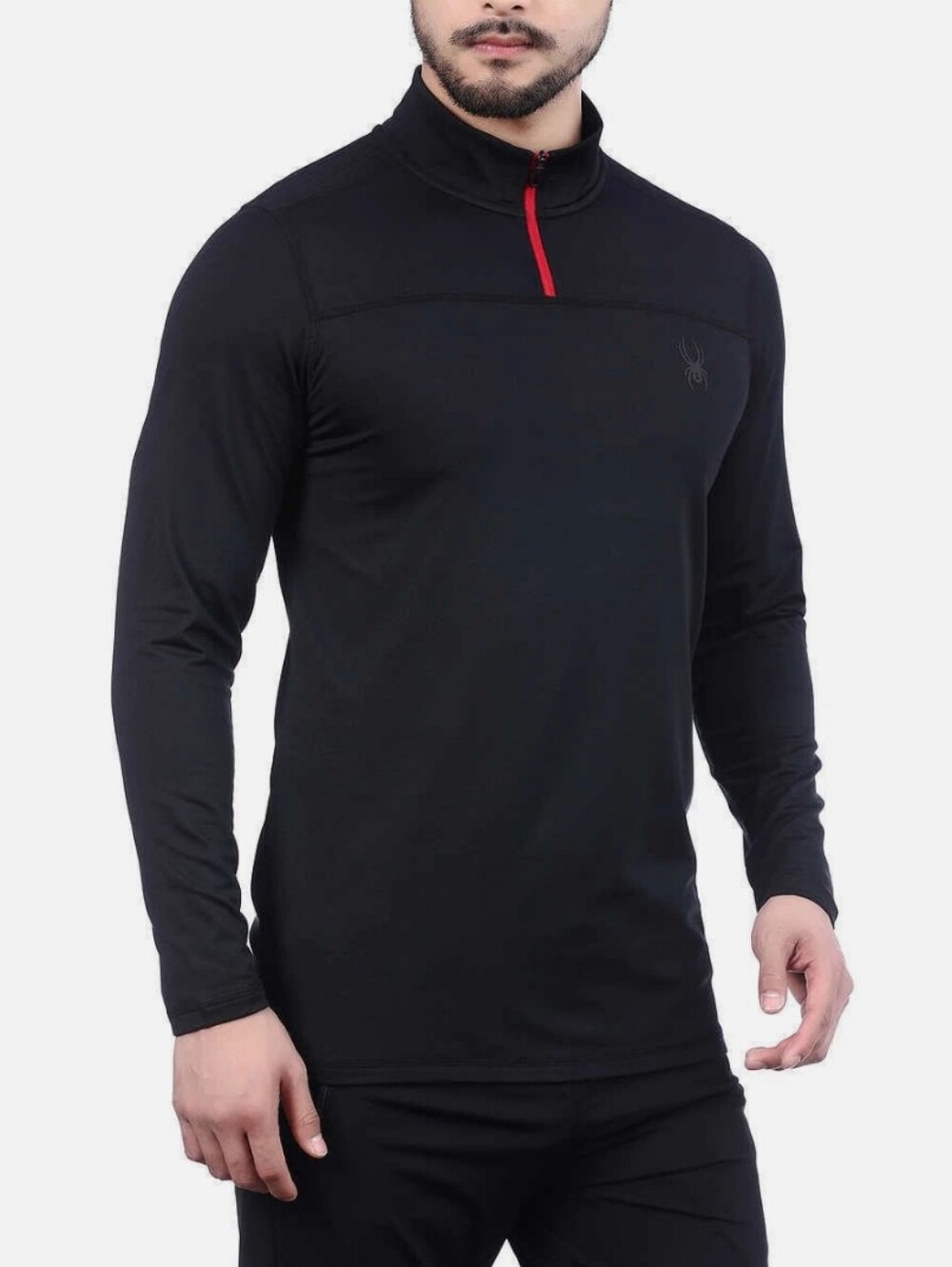 Spyder Black Long-Sleeve Quarter-Zip with Red Accent